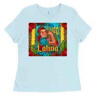 Baby Blue hundred percent latina strong woman Ladies Tee - Jasminsmagicworld