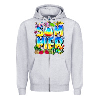 Heather Grey summer time Zipper Hoodie - CowhideDigitalArt