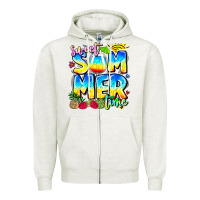 Oatmeal Heather summer time Zipper Hoodie - CowhideDigitalArt