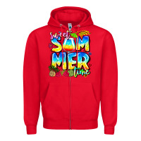 Red summer time Zipper Hoodie - CowhideDigitalArt