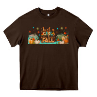 Just A Girl Who Loves Fall Libbey Glass Heavy Core Tee | Teevron