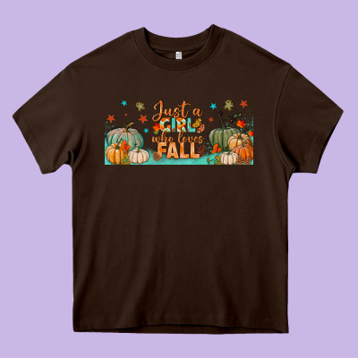 Just A Girl Who Loves Fall Libbey Glass Heavy Core Tee Designed By Bundleandbundleshop