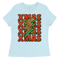 Baby Blue xmas lightning bolt Ladies Tee - Jasminsmagicworld