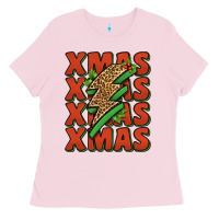 Bubblegum Pink xmas lightning bolt Ladies Tee - Jasminsmagicworld