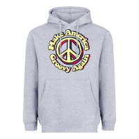 Heather Grey Make America Groovy Again Peace Sign 70S Retro Heavyweight Hoodie - lanVoArt