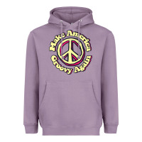Lavender Make America Groovy Again Peace Sign 70S Retro Heavyweight Hoodie - lanVoArt
