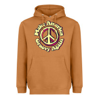 Meerkat Make America Groovy Again Peace Sign 70S Retro Heavyweight Hoodie - lanVoArt