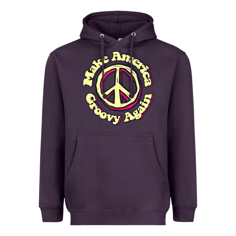 Make America Groovy Again Peace Sign 70s Retro Heavyweight Hoodie by lanVoArt | Teevron