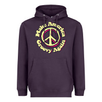 Plum Make America Groovy Again Peace Sign 70S Retro Heavyweight Hoodie - lanVoArt