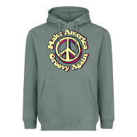 Sage Make America Groovy Again Peace Sign 70S Retro Heavyweight Hoodie - lanVoArt