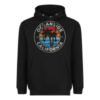 Black Oceanside California Ca Vintage Retro 70S Heavyweight Hoodie - lanVoArt