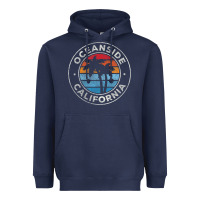 Navy Oceanside California Ca Vintage Retro 70S Heavyweight Hoodie - lanVoArt