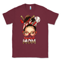 Burgundy Baseball Mom Messy Bun Classic Tee - texasbilliewilder