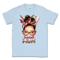 Dusty Blue Baseball Mom Messy Bun Classic Tee - texasbilliewilder