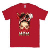 Red Baseball Mom Messy Bun Classic Tee - texasbilliewilder