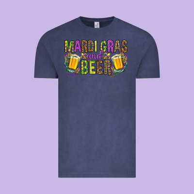 Mardi Gras And Beer Hjf Vintage Tee Designed By Howdyjamesfarm