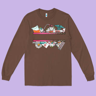Custom Name Nurse Long Sleeve Tee Designed By Cowgirlartshop