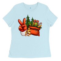 Baby Blue christmas santa claus peace hand Ladies Tee - Jasminsmagicworld