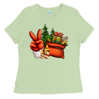 Matcha christmas santa claus peace hand Ladies Tee - Jasminsmagicworld
