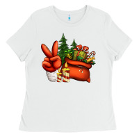 White christmas santa claus peace hand Ladies Tee - Jasminsmagicworld