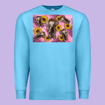 Baby Elephant Sunflowers Kid's Bottle Premium Sweatshirt Designed By Artiststas