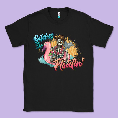 Bitches Be Floatin' Skeleton Summer Classic Tee Designed By Nancycooperartshop