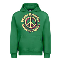 Emerald Make America Groovy Again Peace Sign 70S Retro Urban Hoodie - lanVoArt