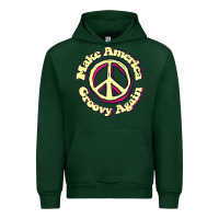 Forest Green Make America Groovy Again Peace Sign 70S Retro Urban Hoodie - lanVoArt