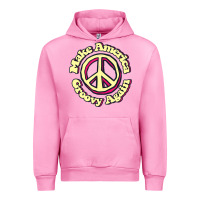 Fuchsia Pink Make America Groovy Again Peace Sign 70S Retro Urban Hoodie - lanVoArt