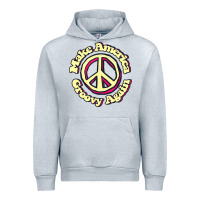 Heather Grey Make America Groovy Again Peace Sign 70S Retro Urban Hoodie - lanVoArt
