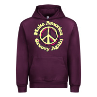 Mauve Wine Make America Groovy Again Peace Sign 70S Retro Urban Hoodie - lanVoArt