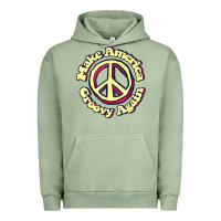 Pigment Oil Green Make America Groovy Again Peace Sign 70S Retro Urban Hoodie - lanVoArt