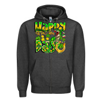Charcoal Heather Happy St Patricks Rex Day Zipper Hoodie - CowhideDigitalArt