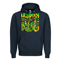Navy Happy St Patricks Rex Day Zipper Hoodie - CowhideDigitalArt