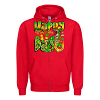 Red Happy St Patricks Rex Day Zipper Hoodie - CowhideDigitalArt