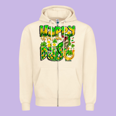 Happy St Patricks Rex Day Zipper Hoodie Designed By Cowhidedigitalart