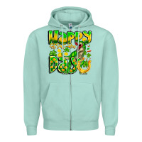 Seafoam Happy St Patricks Rex Day Zipper Hoodie - CowhideDigitalArt