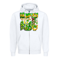White Happy St Patricks Rex Day Zipper Hoodie - CowhideDigitalArt