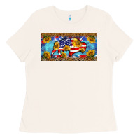 Bone bison amerıcan flag  license plate template Ladies Tee - BarkalooDesign