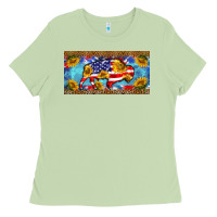 Matcha bison amerıcan flag  license plate template Ladies Tee - BarkalooDesign