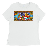 White bison amerıcan flag  license plate template Ladies Tee - BarkalooDesign