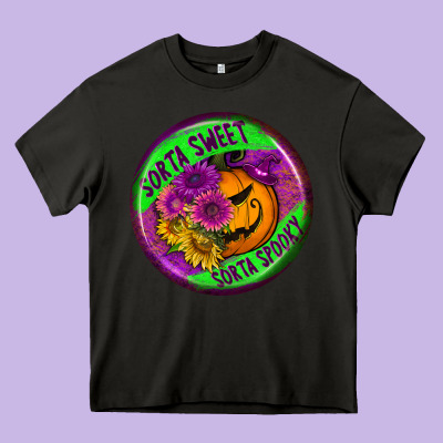 Halloween Round Earrings Heavy Core Tee Designed By Bundleandbundleshop