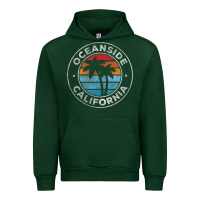 Forest Green Oceanside California Ca Vintage Retro 70S Urban Hoodie - lanVoArt