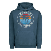 Pigment Midnight Navy Oceanside California Ca Vintage Retro 70S Urban Hoodie - lanVoArt