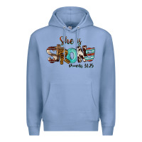 Colony Blue She Is Strong Proverbs 31 25 Premium Hoodie - FaDigitalArtStudio