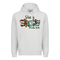 Dove Grey She Is Strong Proverbs 31 25 Premium Hoodie - FaDigitalArtStudio