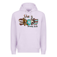 Lilac She Is Strong Proverbs 31 25 Premium Hoodie - FaDigitalArtStudio