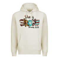 Oatmeal Heather She Is Strong Proverbs 31 25 Premium Hoodie - FaDigitalArtStudio