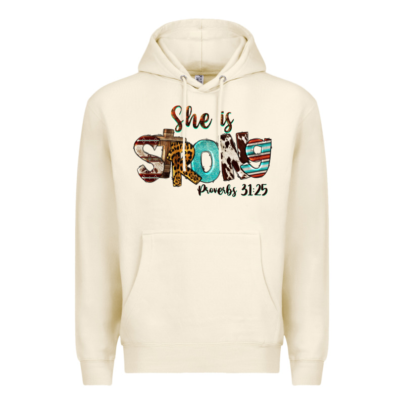 She Is Strong Proverbs 31 25 Premium Hoodie by FaDigitalArtStudio | Teevron