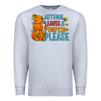 Heather Grey Autumn leaves and pumpkin please Premium Sweatshirt - Artiststas